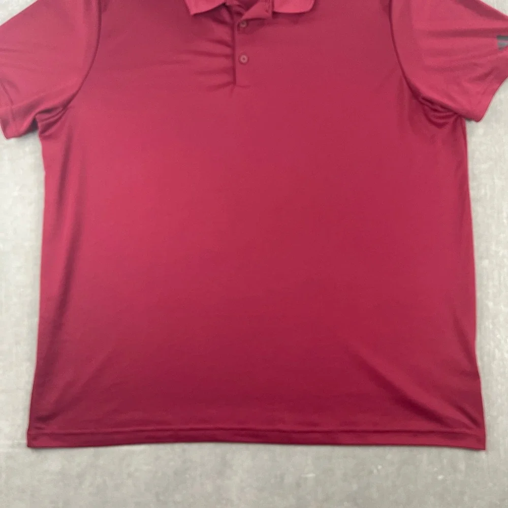 Adidas Mens 2XL Burgundy Short Sleeve Performance Polo Shirt Logo Activewear